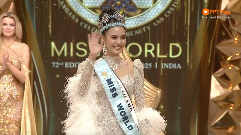 Nguoi dep Thai Lan dang quang Miss World 2025. Anh: Cat tu video FPT Play