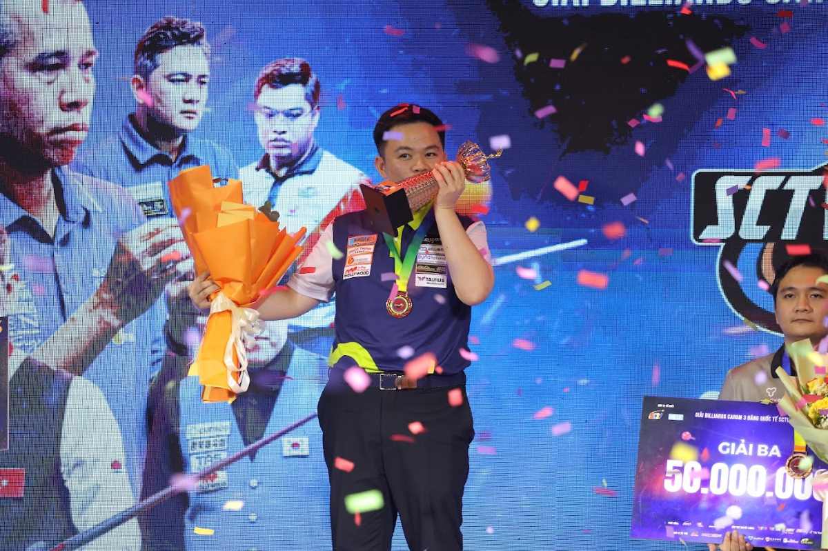 Bao Phương Vinh đã vô địch giải Billiards Carom 3 băng Quốc tế SCTV Cup 2025 đầy kịch tính. Ảnh: Trần Duyên