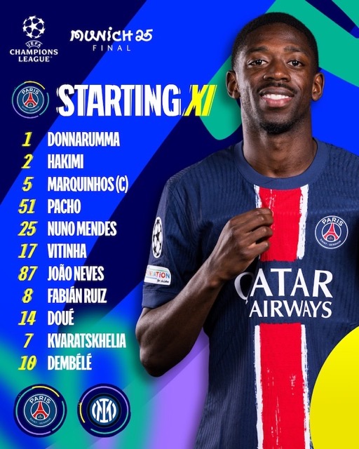 Doi hinh xuat phat cua PSG. Anh: UCL