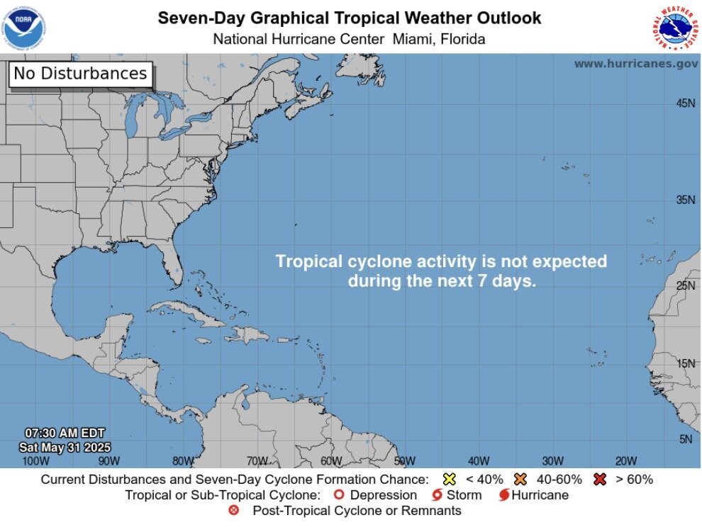 Trung tam Bao Quoc gia My du kien khong co bao ​​trong 7 ngay toi o Dai Tay Duong. Anh: NOAA