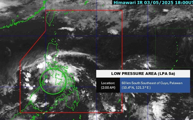 Location of the low pressure near the East Sea on the morning of May 4. Photo: PAGASA