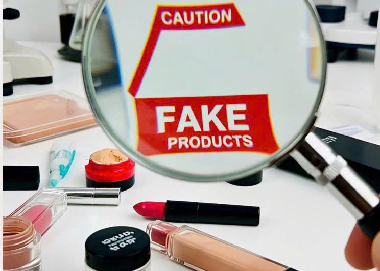 Verifique si el negocio de cosmeticos es falso en las redes sociales y en las plataformas de comercio electronico. El dibujo: