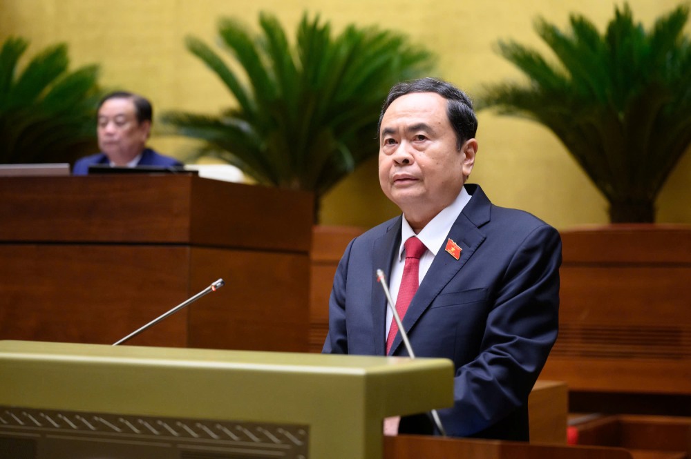 Politburo member and National Assembly Chairman Tran Thanh Man delivered the opening speech at the session. Photo: Pham Thang