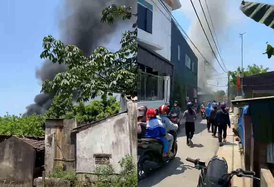 Scene of the fire at Dang Nhat garment factory in Cam Trung commune. Photo: Hung Trung.