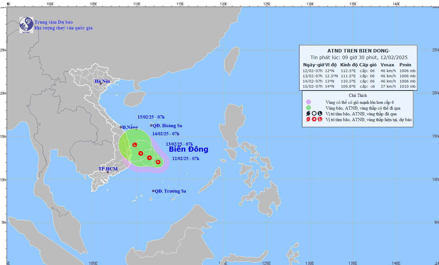 The first tropical depression of 2025 on February 12. Photo: National Center for Hydro-Meteorological Forecasting