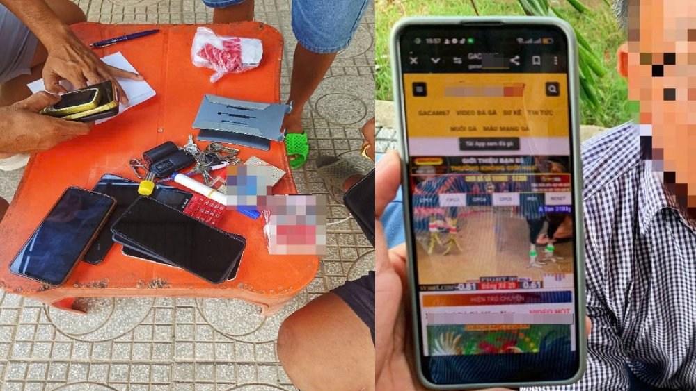 Tang vật các đối tượng chơi đá gà qua mạng bị công an bắt quả tang. Ảnh: Công an cung cấp