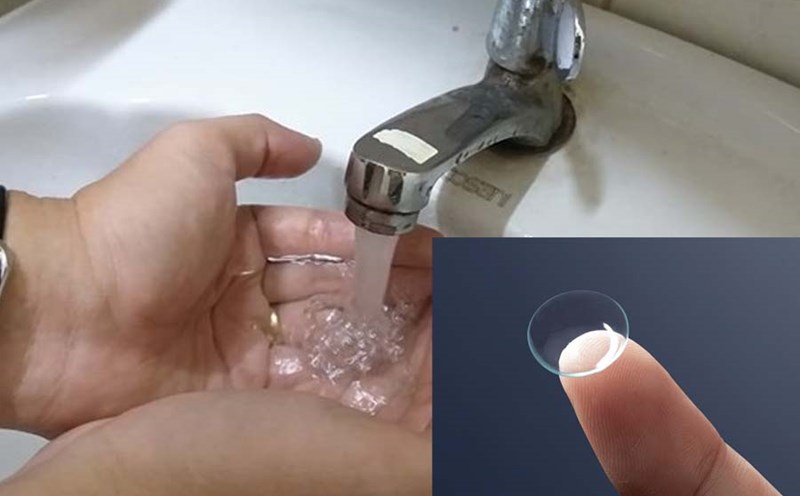 Wearing contact lenses when exposed to water such as washing your face can pose a serious risk to your vision. Photo: Thuy Trang