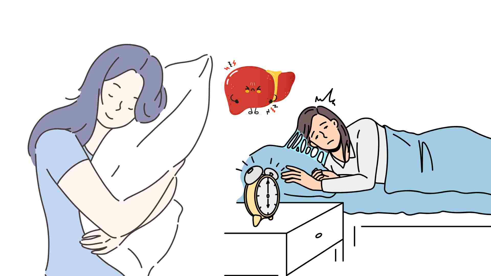 Tomar suficientes nutrientes todos los dias puede ayudar a dormir mejor. El dibujo: Baja la nube
