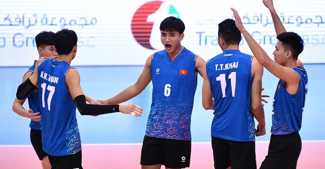 Doi tuyen bong chuyen nam da hoi du quan so. Anh: VFV