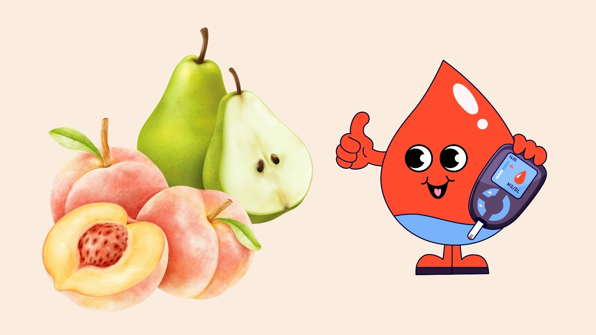 Las frutas son dulces pero no aumentan la glucosa. Diseñado por Linh Dan