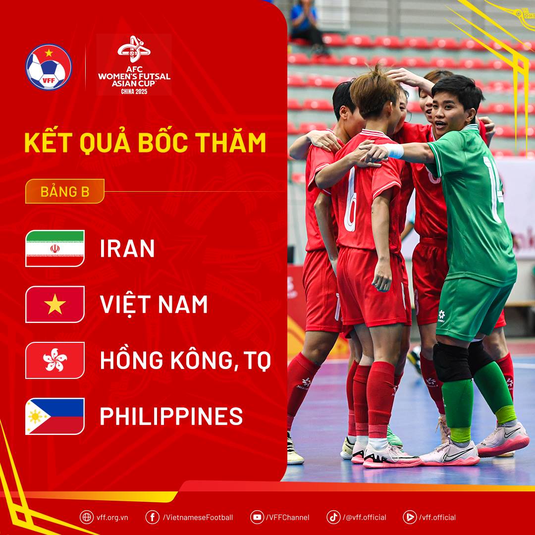 Tuyen futsal nu Viet Nam nam o bang B tai Giai futsal chau A 2025. Anh: VFF