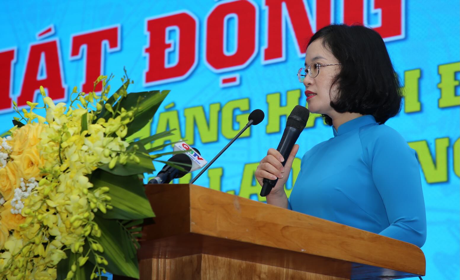 El presidente de la LDPD de la provincia de Quang Binh, Ding Thi Ngoc Lan, hablo en la ceremonia. Imagen: El amanecer