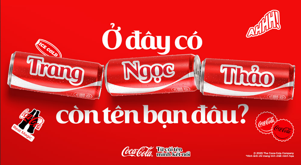 Coca-Cola restarted the iconic "Share A Coke" campaign with the message "From name, I connect" in the Vietnamese market. Photo: Provided by the enterprise