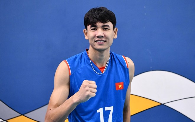 Chu cong Nguyen Ngoc Thuan la chu cong co phong do an tuong nhat cua doi tuyen bong chuyen nam Viet Nam hien tai. Anh: Bong chuyen Viet Nam