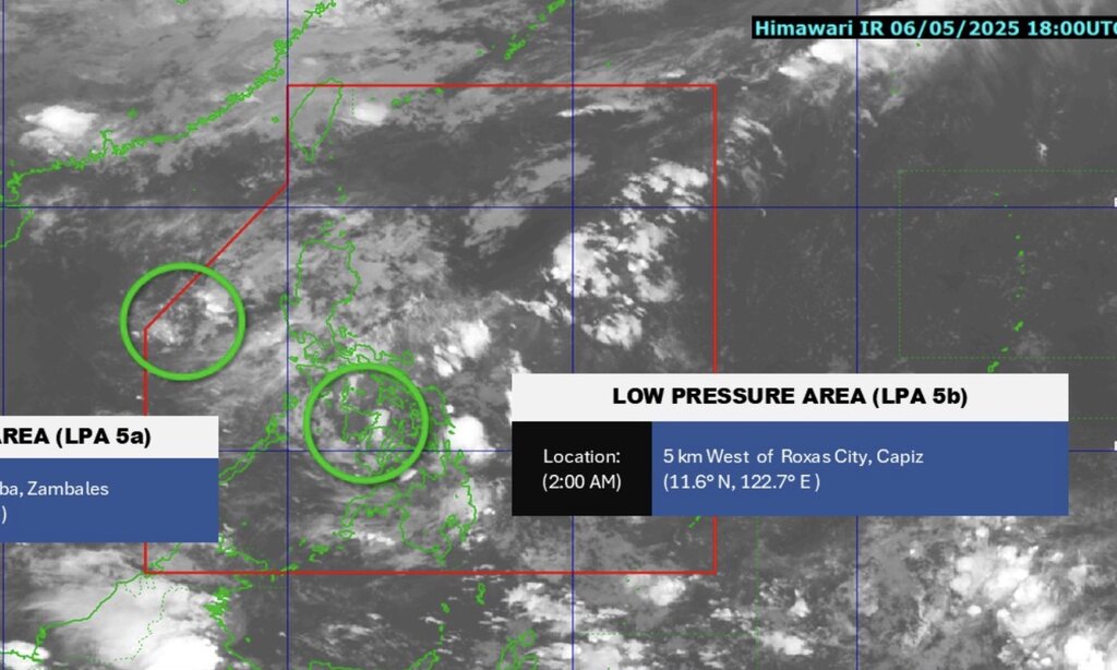 Location of the two low pressure areas in the East Sea and near the East Sea. Photo: PAGASA