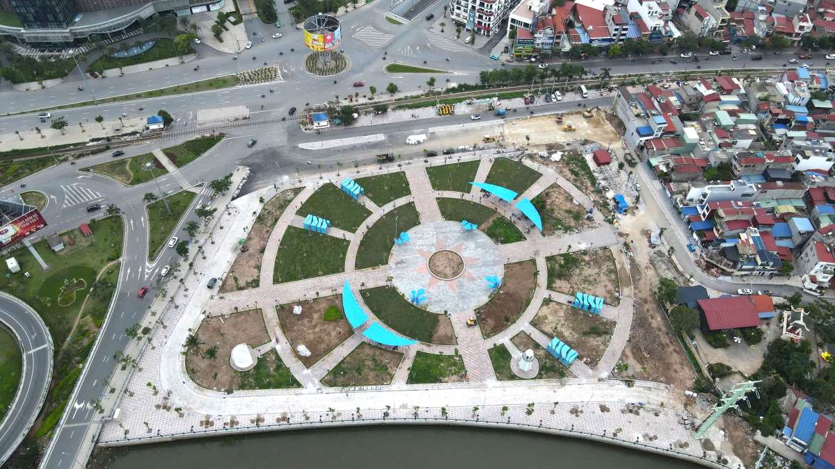 Nam quu Binh Intersection Park, Hai Phong, seen from above. Photo: Mai Dung