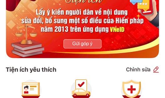 Tiện ích mới vừa được C06 Bộ Công an tích hợp vào VNeID để người dân đóng góp ý kiến sửa đổi, bổ sung một số điều của Hiến pháp. Ảnh: Quang Việt