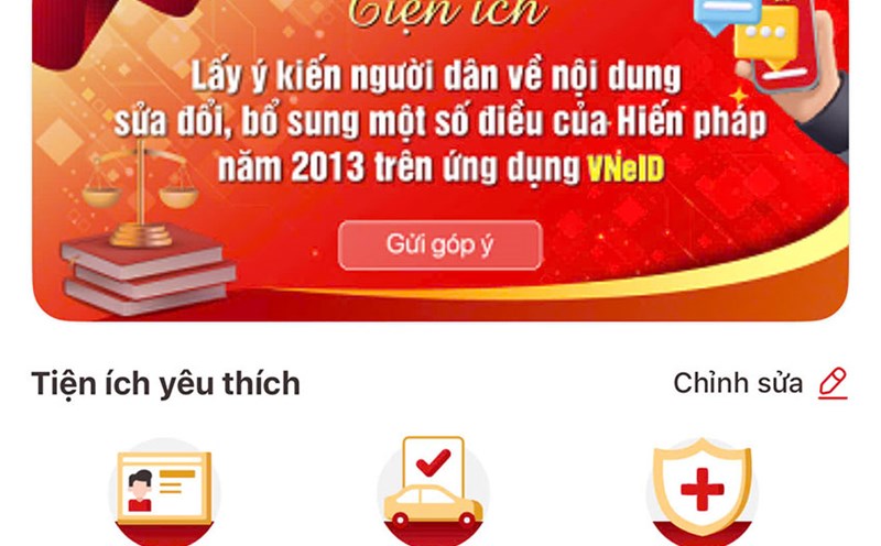 The new utility has just been integrated by C06 of the Ministry of Public Security into VNeID so that people can contribute their opinions on amending and supplementing a number of articles of the Constitution. Photo: Quang Viet