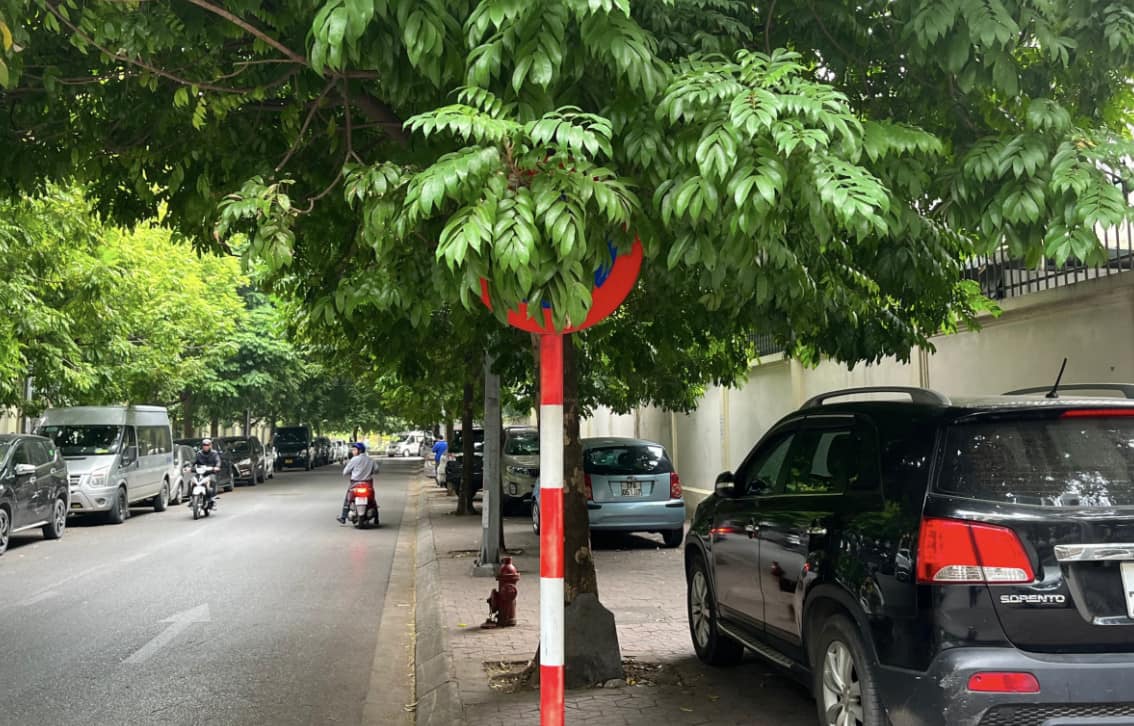 Traffic signs are obscured in Hanoi. Photo: Tuong Van
