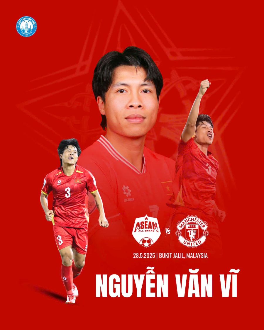 Tien ve Van Vi cua tuyen Viet Nam duoc trieu tap vao doi hinh dau Man United. Anh: Nam Dinh FC
