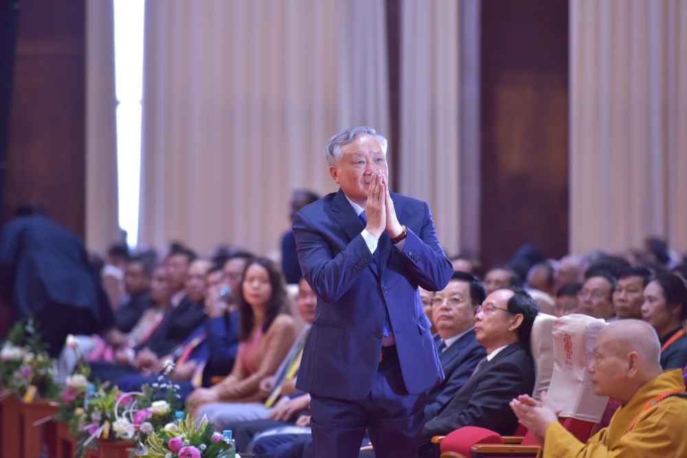 Ông Nguyễn Hòa Bình, Ủy viên Bộ Chính trị, Phó Thủ tướng Thường trực tại đại lễ Vesak 2025. Ảnh: Ban tổ chức Vesak 2025