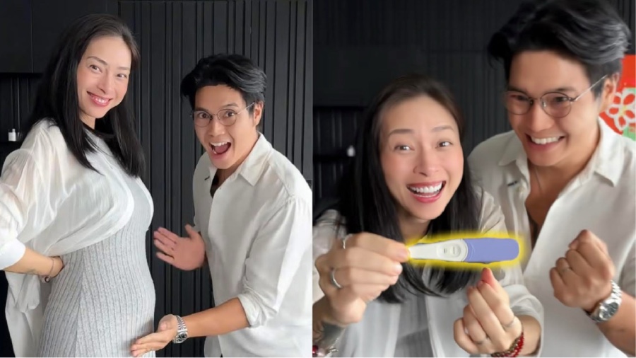 Ngo Thanh Van and Huy Tran announced that they are preparing to welcome their first child. Photo: Cut from video