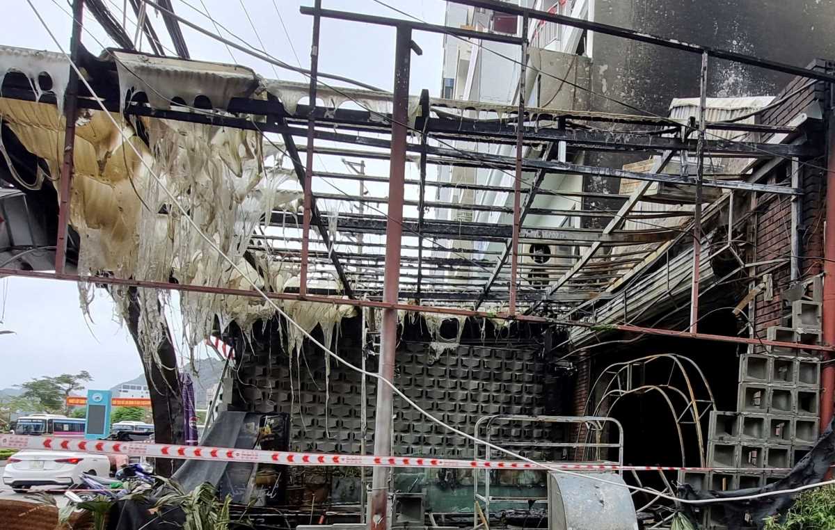 Hien truong vu chay. Ảnh: Cong an TP Hai Phong