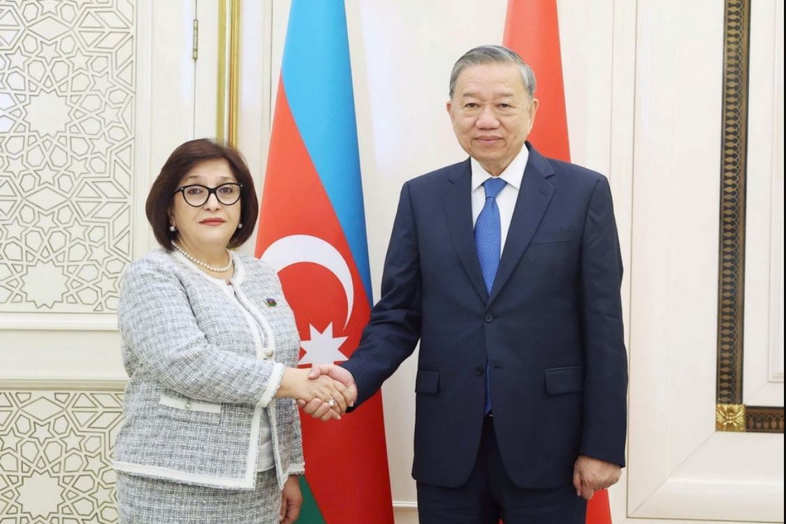 General Secretary To Lam met with Chairman of the Azerbaijan National Assembly Sahiba Gafarova. Photo: VNA