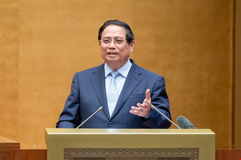 Ủy viên Bộ Chính trị, Thủ tướng Chính phủ Phạm Minh Chính đề nghị Bộ Nội vụ cần lưu ý hướng dẫn thực hiện và thực hiện đề nghị xét khen thưởng phải khách quan, trung thực, thực sự tiêu biểu. Ảnh: Quochoi.vn
