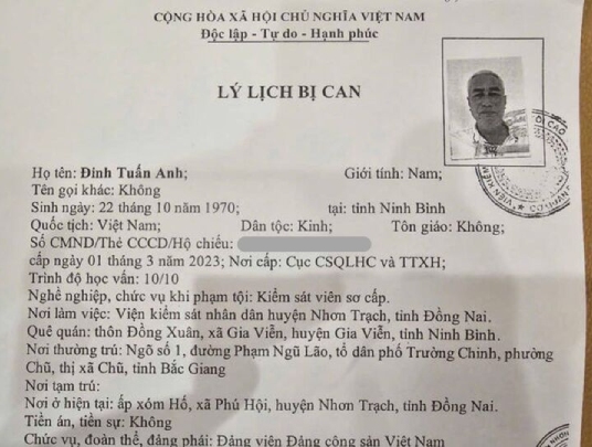 Bi can Dinh Tuan Anh, nguyen Kiem sat vien bi truy to ve toi “Nhan hoi lo”