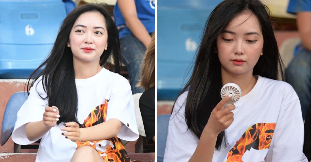 Mai Ha Trang appeared in a match at Hang Day Stadium. Her beauty makes Doan Hai My admire her. Photo: Giang Nguyen