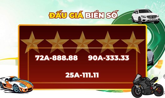 Loạt biển số ngũ quý khủng có trong phiên đấu giá biển số 9.5