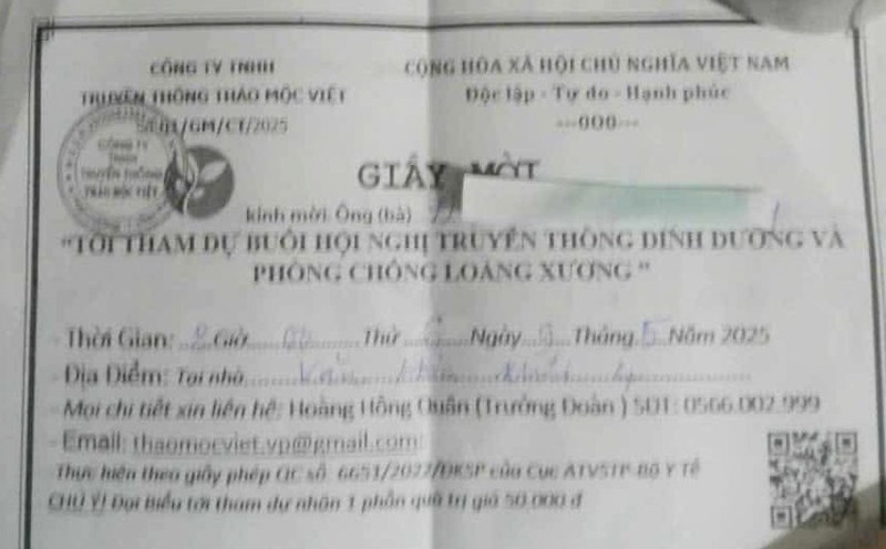 Thao Moc Viet Media Company Limited invites people aged 50 and over to participate in the program " traditions on nutrition and prevention of osteoporosis". Photo: Quang Dai