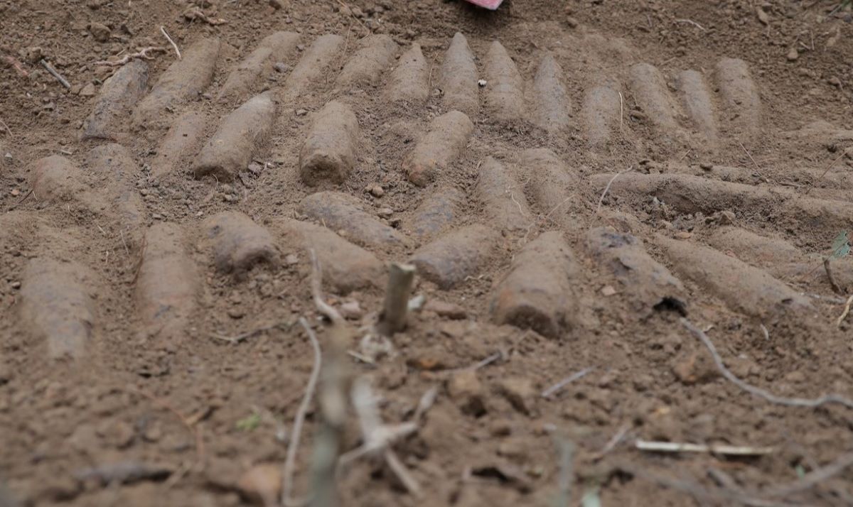 Un deposito de 43 cartuchos de explosivos se encuentra bajo tierra. Imagen de la pagina