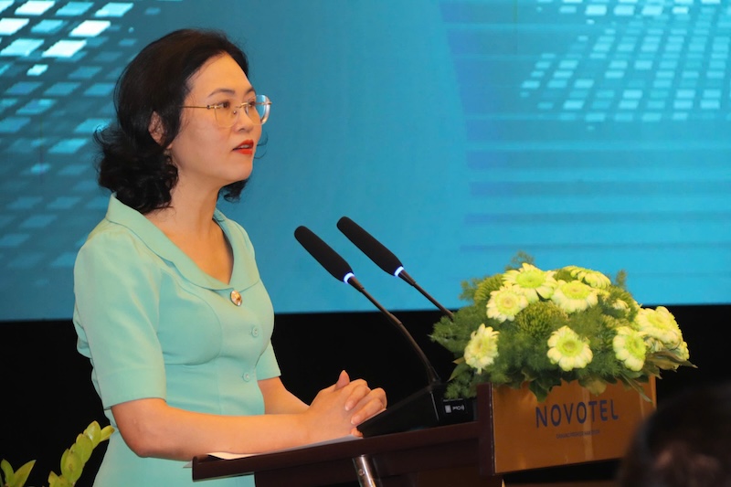 Ms. Le Thi Thuy Sen - Editor-in-Chief of Banking Times at the Forum "Connecting Green Credit - Green Industrial Park". Photo: Nguyen Linh
