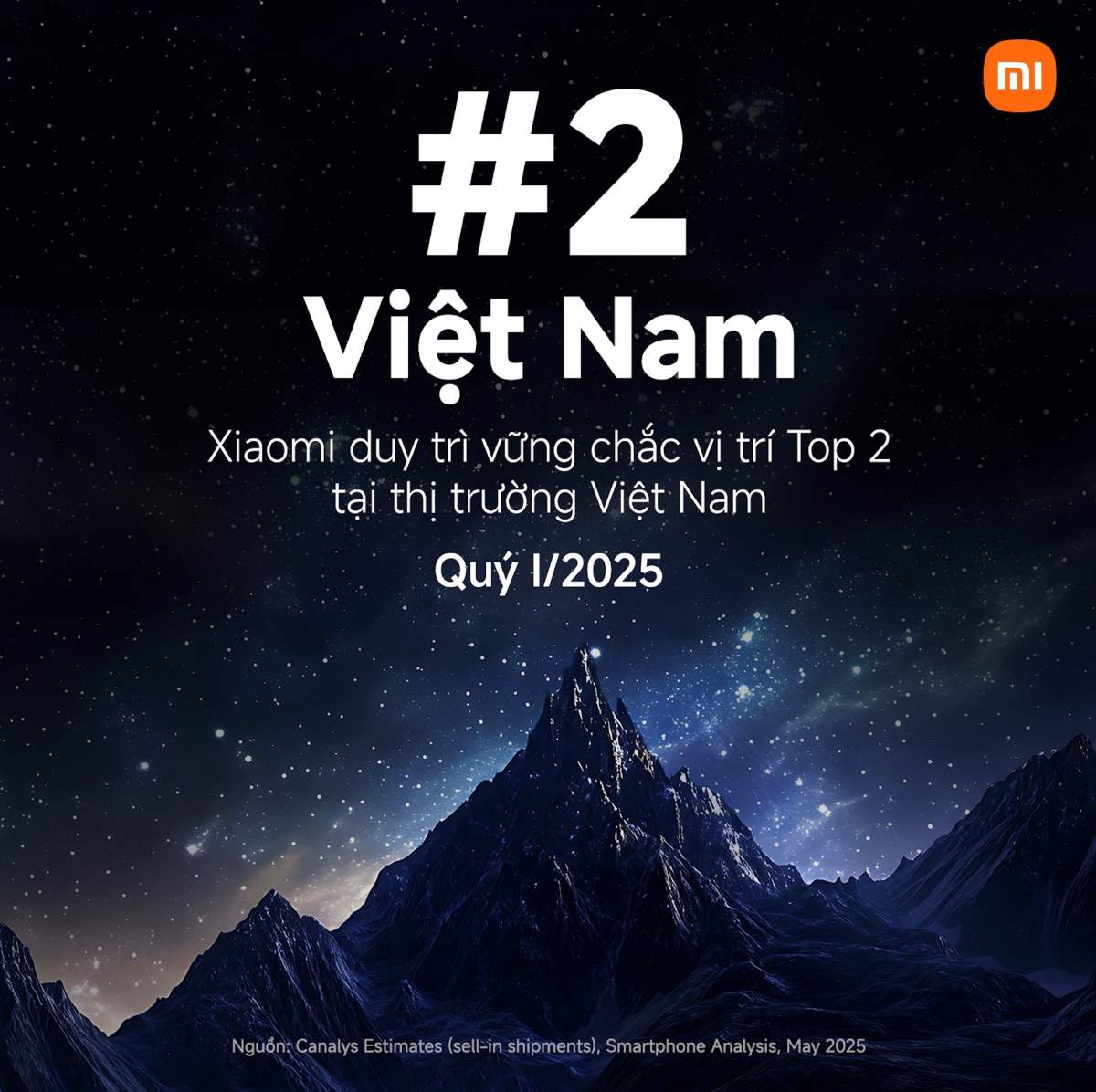 Xiaomi returned to the Top 2 smartphone market share in Vietnam in the first quarter of 2025, being the only brand with positive growth in Southeast Asia. Photo: Xiaomi