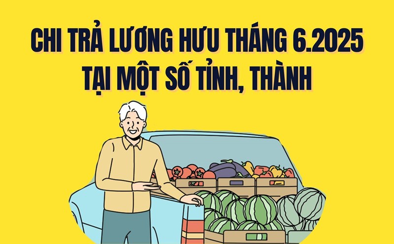 Official pension payment schedule for June 2025 in some provinces and cities. Graphics: Tra My