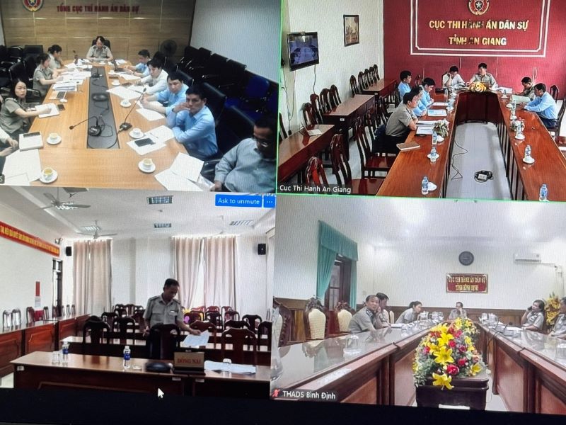 Tổng cục THADS làm việc với các Cục THADS tỉnh, thành phố gỡ khó khăn thi hành án tín dụng ngân hàng. Ảnh: Tổng cục THADS