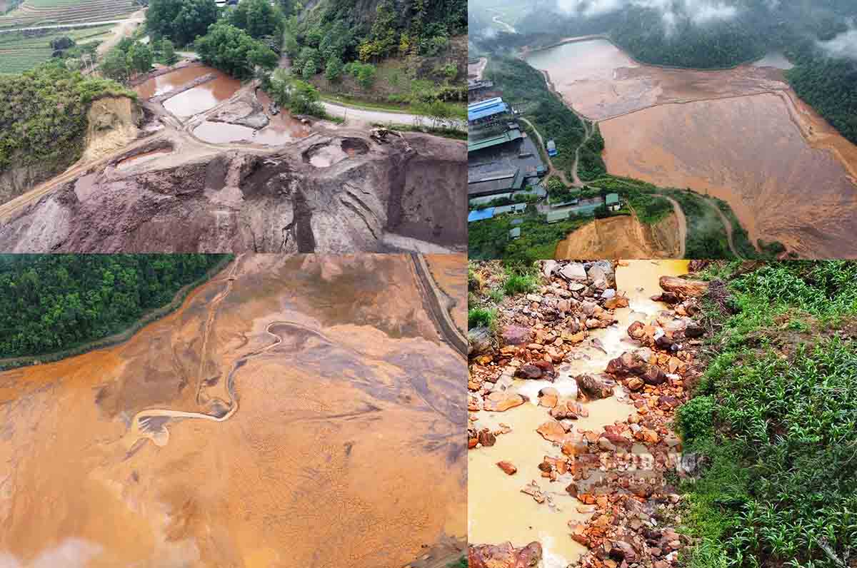 El lodo despues del proceso de explotacion y procesamiento de minerales en Ha Giang ha dejado muchas consecuencias negativas que hacen preocuparse a las personas. Foto: Viet Bac.