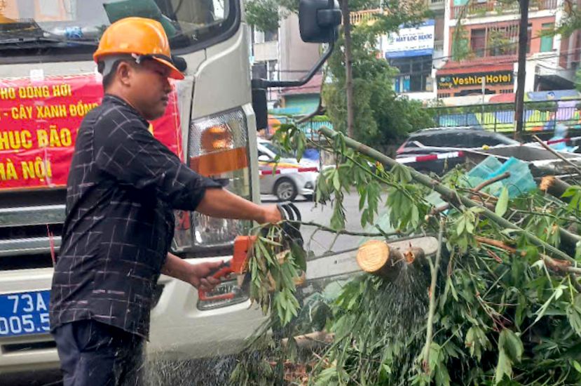 Mr. Nguyen Manh Hung - technician of the Green Tree team of the Dong Hoi Park - Green Tree Center. Photo: Xuan Phuong