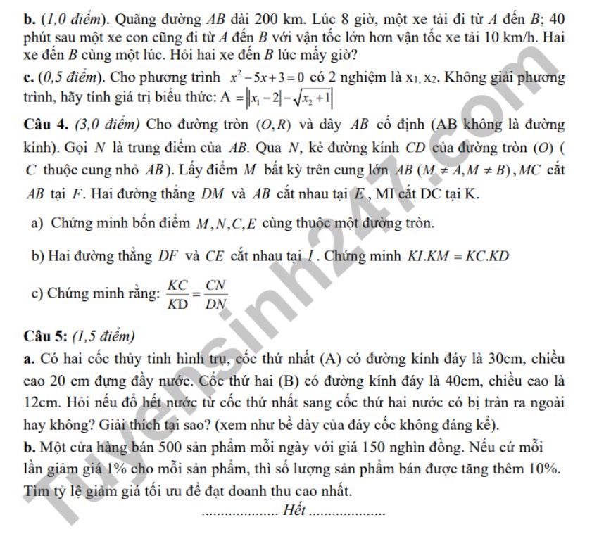 De thi thu vao lop 10 nam 2025 mon Toan - THCS thi tran Dien Chau. Anh: Tuyensinh247