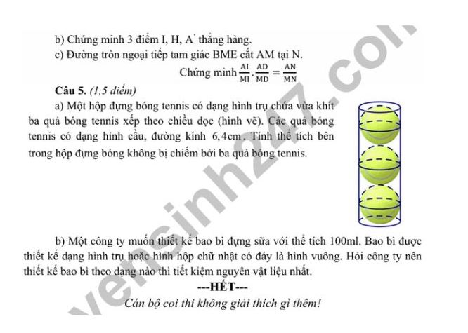 De thi thu mon Toan vao lop 10 nam 2025 - Phong GDDT Thi xa Hoang Mai (dot 2). Anh: Tuyensinh247