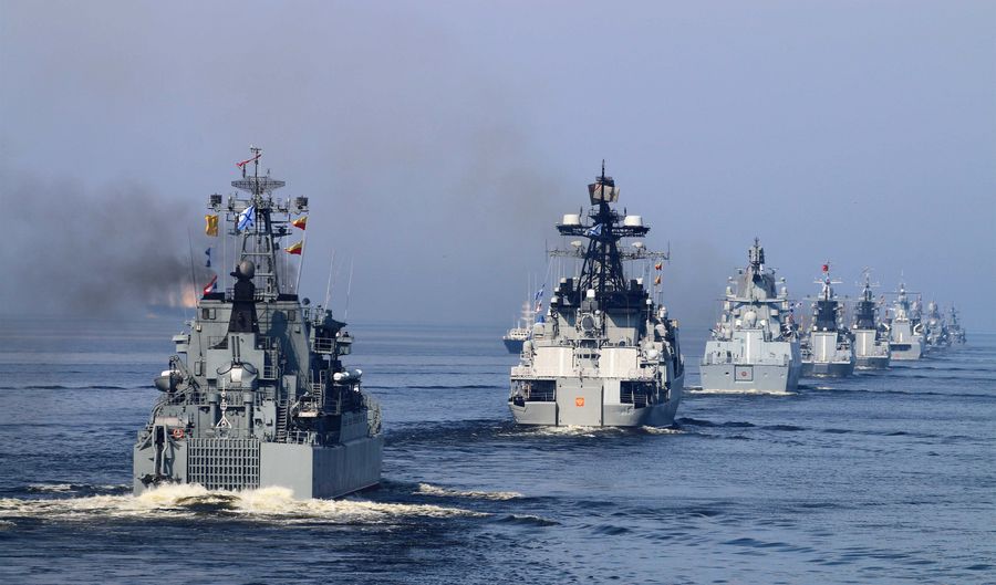 Buques de guerra rusos en un ejercicio naval. Foto: Xinhua