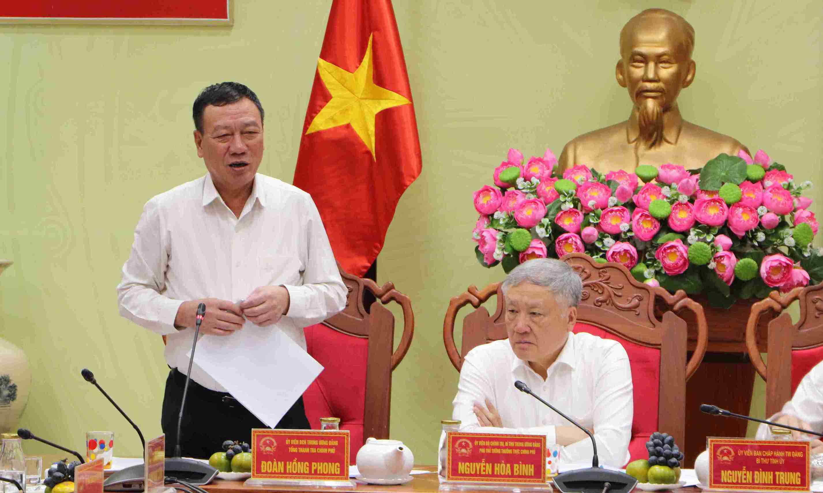 Tong Thanh tra Chinh phu Doan Hong Phong phat bieu. Anh: Vu Linh.