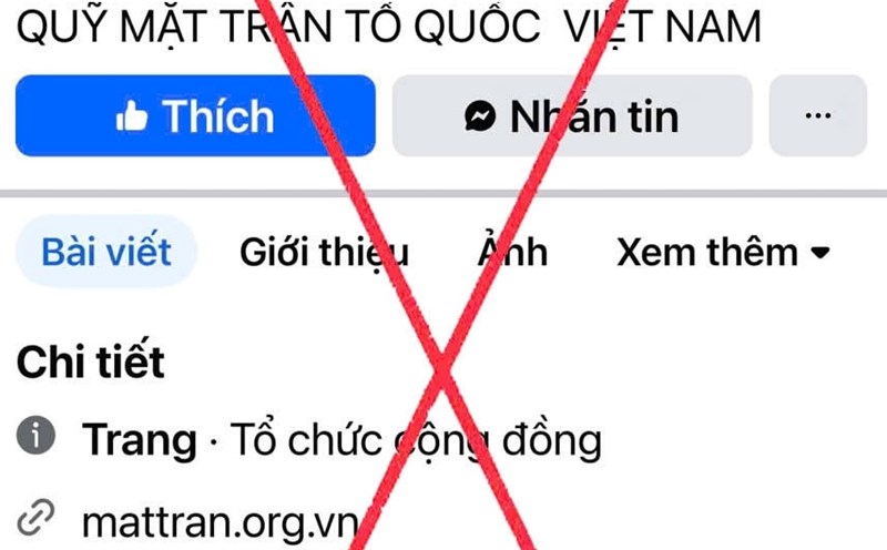 Forged Fanpage, taking advantage of the name of the Vietnam Fatherland Front Committee to mobilize support from domestic and foreign agencies, enterprises, organizations and individuals. Photo: TD