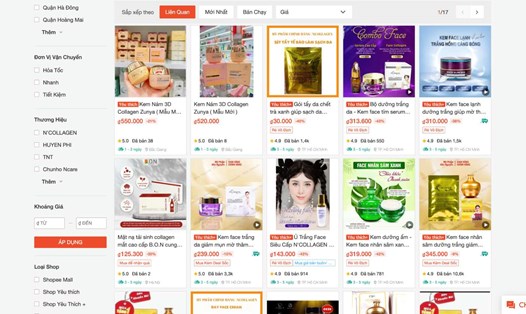Nhiều sản phẩm khác của Ngân Collagen vẫn bày bán trên mạng. Ảnh: Hà Lê