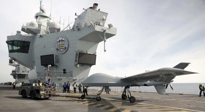 Mojave UAV on HMS Prince of Wales aircraft carrier. Photo: UK Ministry of National Defense