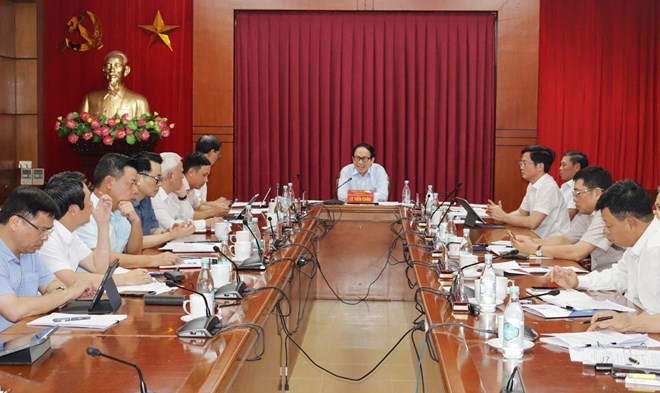 Bi thu Thanh uy Le Tien Chau phat bieu tai cuoc hop. Ảnh: Cong TTDT Hai Phong