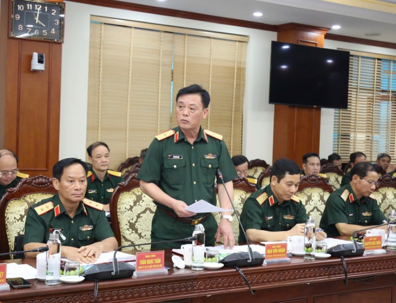 Thieu tuong Dao Van Nhan phat bieu tai Hoi nghi. Anh: Hanoi.gov.vn