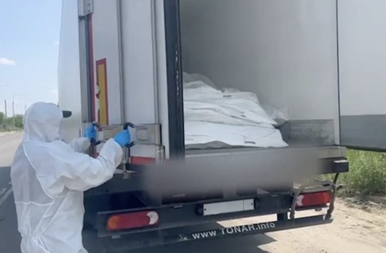 Los vehiculos que transportaban el cuerpo de los soldados ucranianos murieron en conflicto con Rusia. Foto: Ministerio de Defensa Ruso